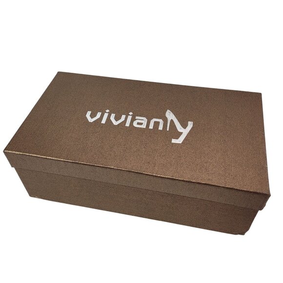 Vivianly Women's Beige Pointed Toe Slingback Stiletto Heels With Rhinestone 10 - Picture 13 of 14